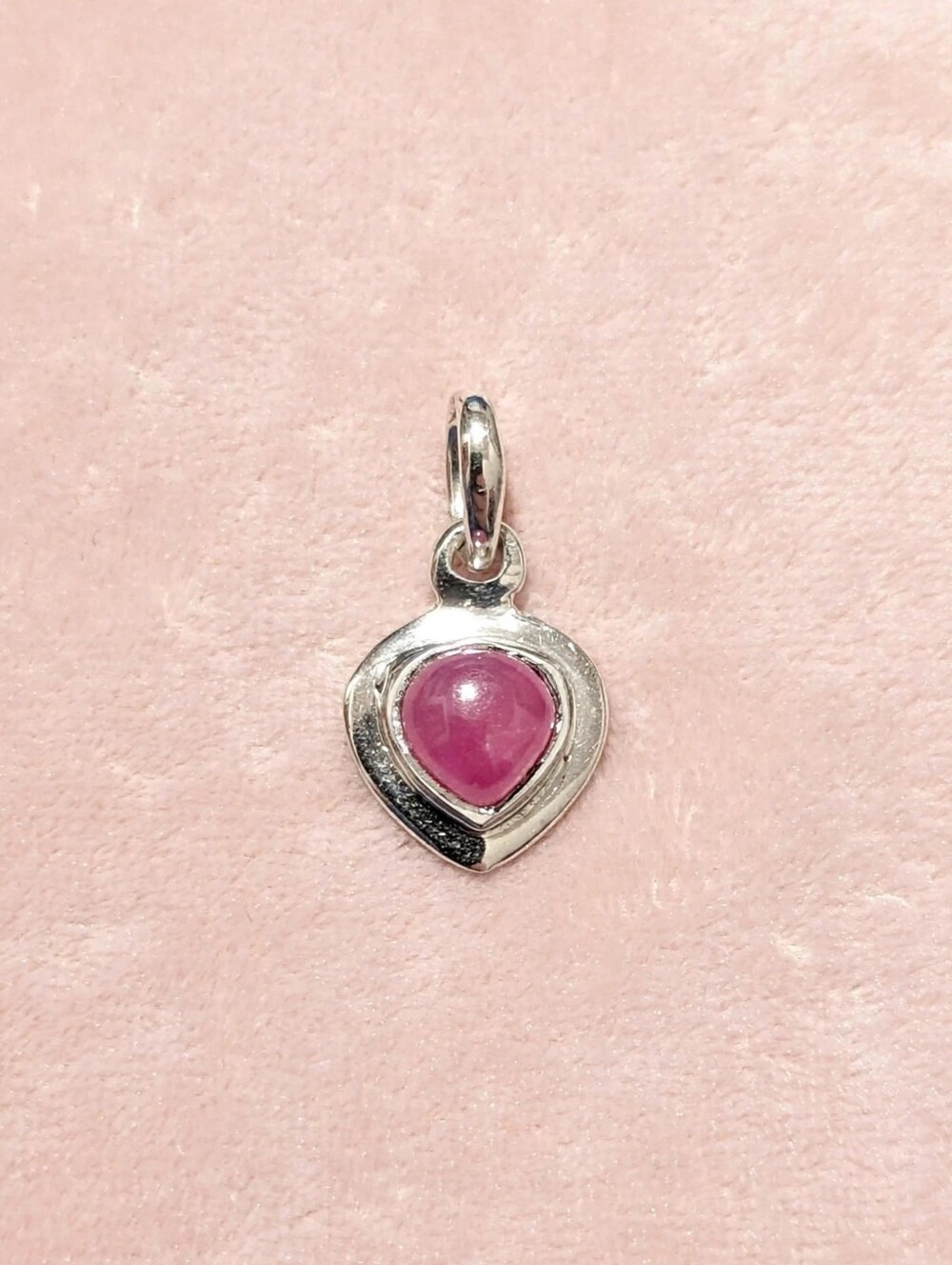 Sterling Silver Heart Pendant with Pink Tourmaline Gemstone - Picture 3 of 7